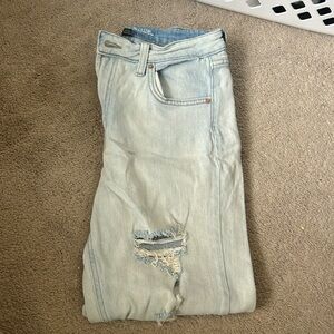 Light wash high rise mom jeans